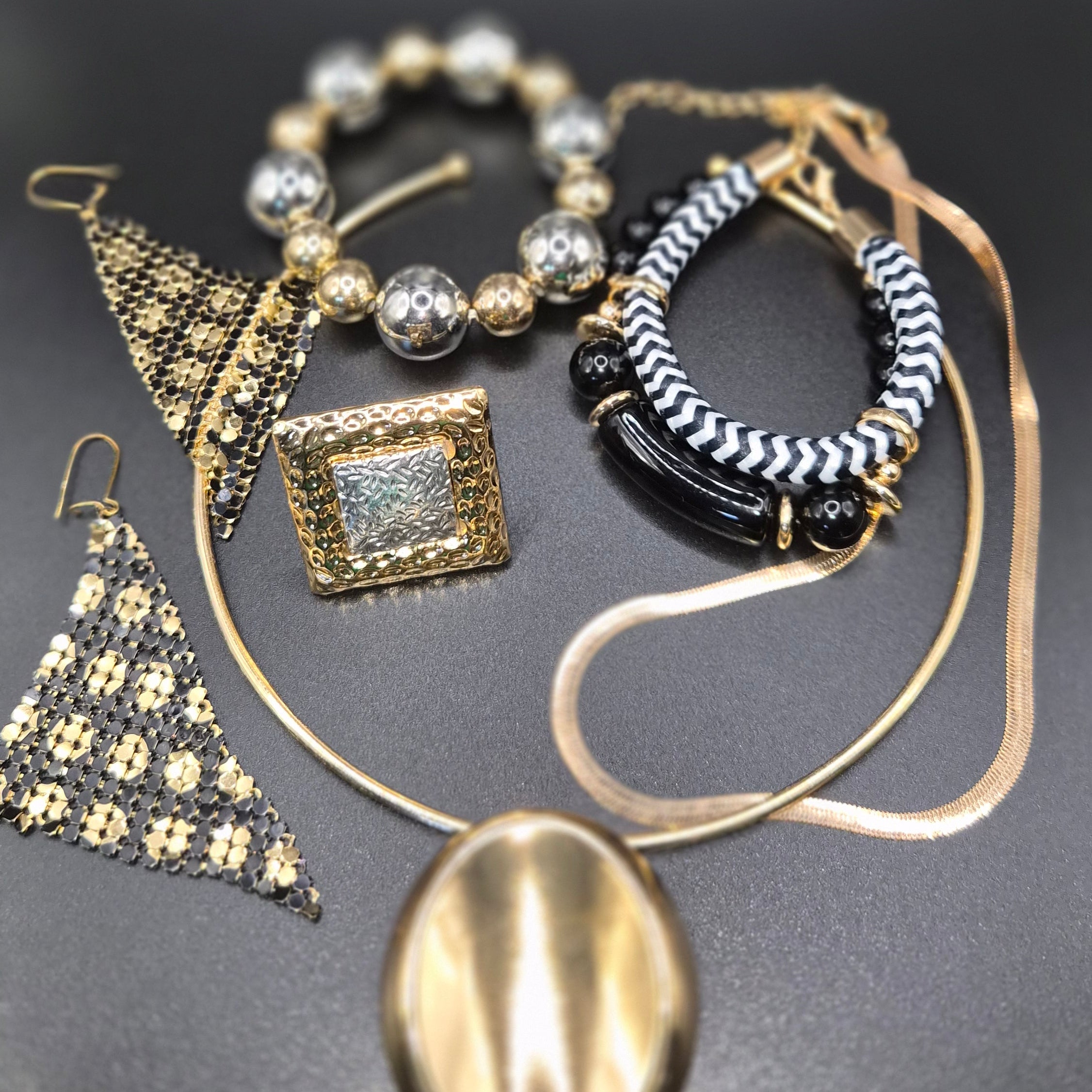 Gold Necklace, Earrings and Bracelet set